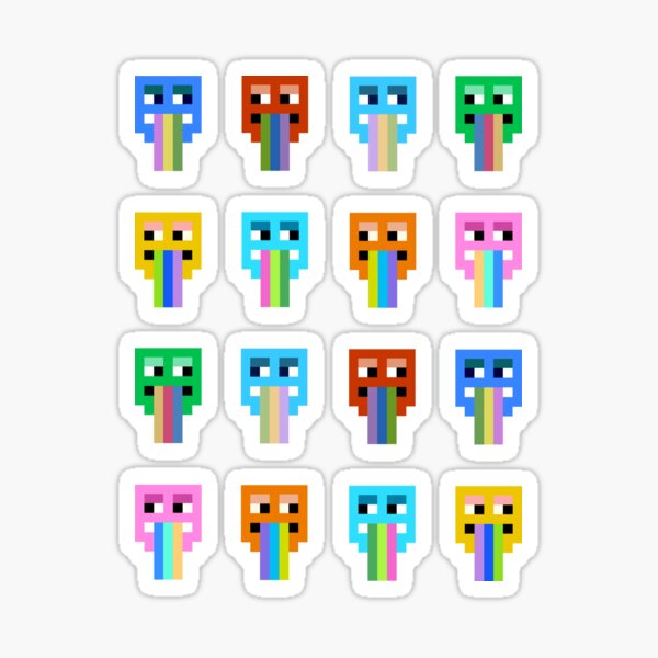 Stripy Tongue Face Pixel Art Sticker