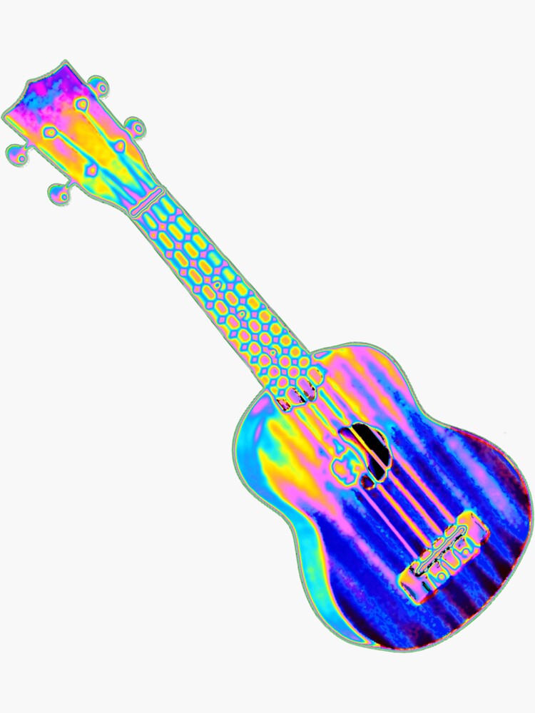 Thumbnail 3 of 3, Sticker, Holographic Ukelele designed and sold by dinaaaaaah.