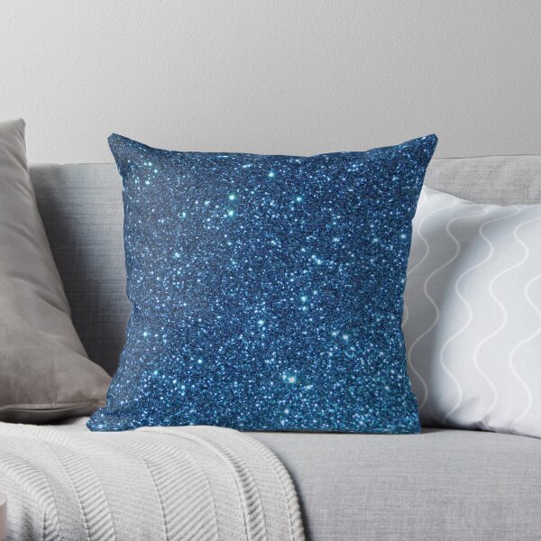 Blue Starry Glitter Throw Pillow