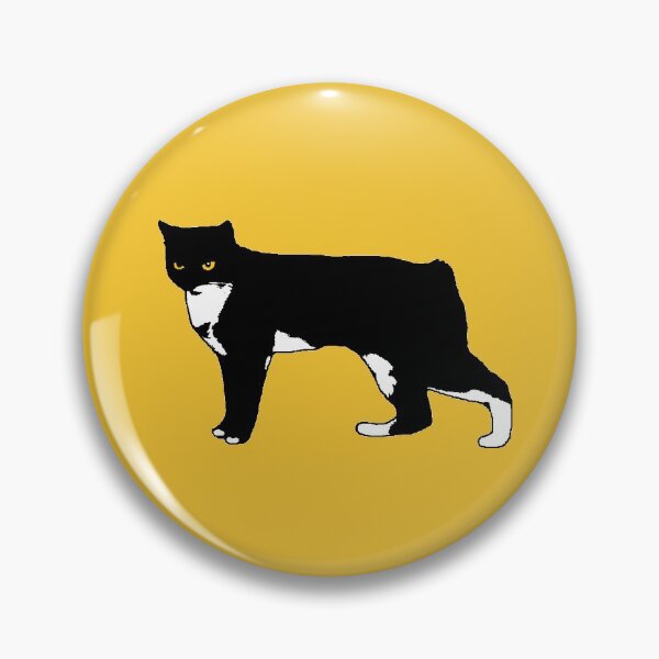 Item preview, Pixel the Black and White Manx Cat ❤ Saffron Yellow designed and sold by pixelmountain.