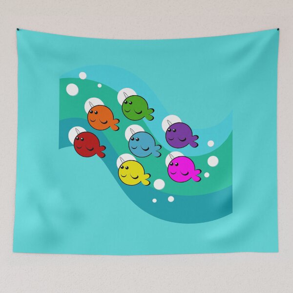 Item preview, Rainbow narwhals designed and sold by EWAutismLibrary.