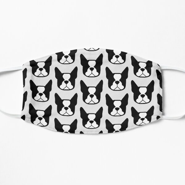 Boston Terrier face in black and white - bold Boston silhouette - copyright Smooshface United - Boston Terrier gift Mask
