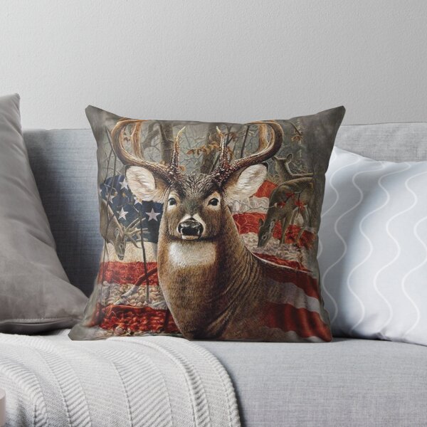Hunting Deer Buck Graphics Art Throw Pillow