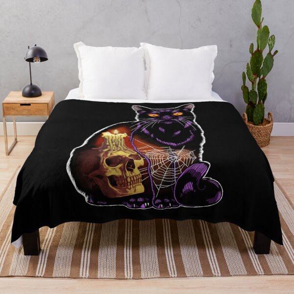 Item preview, Halloween Cat with Skull Candle designed and sold by SierraTiegsArt.