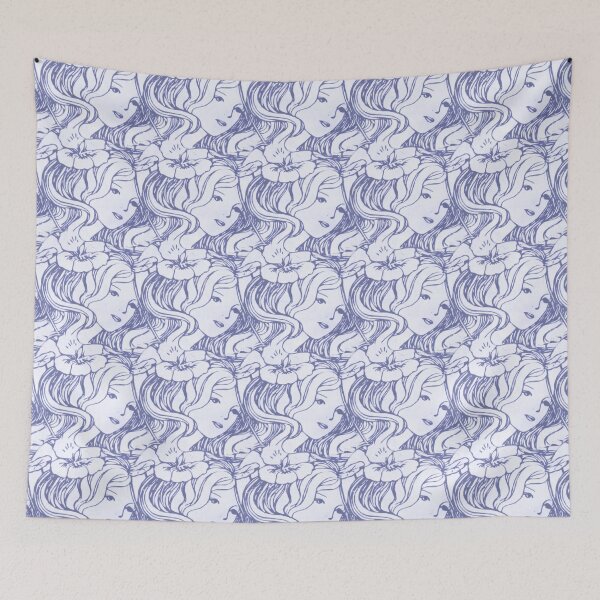 Item preview, Vintage Art Nouveau Lady pattern - blue designed and sold by LittleBettyMakes.