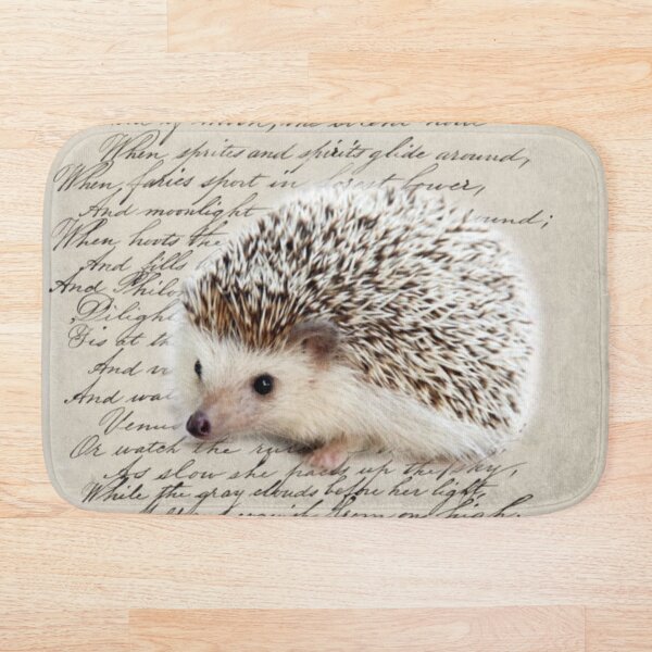 autumn harvest french botanical woodland animal hedgehog Bath Mat