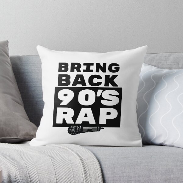 Rap / Hip Hop Gift - 90s Rapper Lover Art - Rap Music with Microphone Illustration Throw Pillow