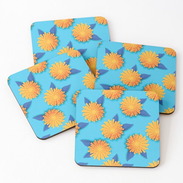 Item preview, Kitschy Cute Wishing Flowers Pattern - Orange Dandelions on Teal designed and sold by Lori-Goree.