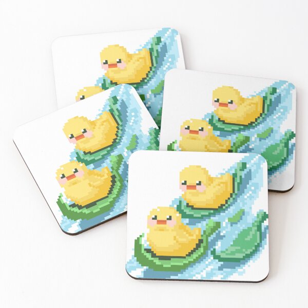 Item preview, Pixelated Cute Two Chicks Riding Leaves designed and sold by HopeDetour.