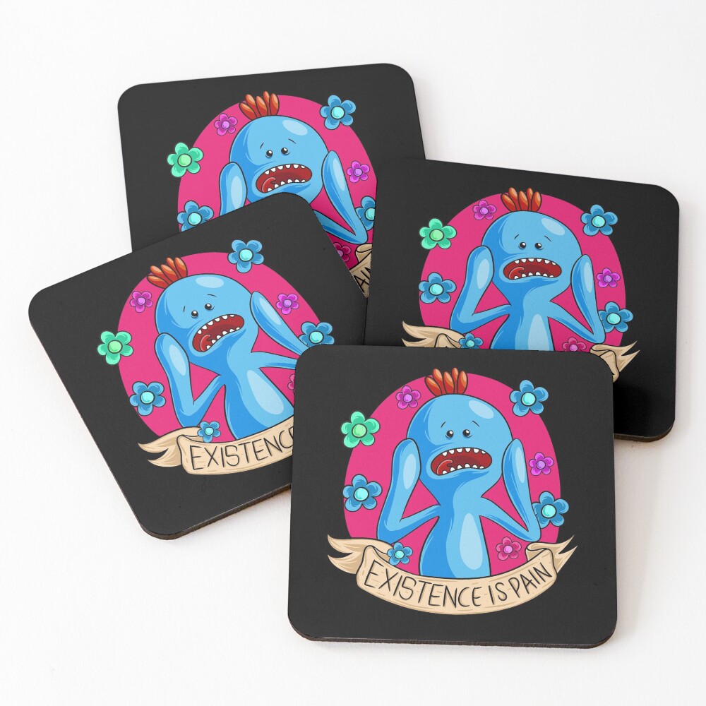 Existence is Pain mr meeseeks Coasters (Set of 4)