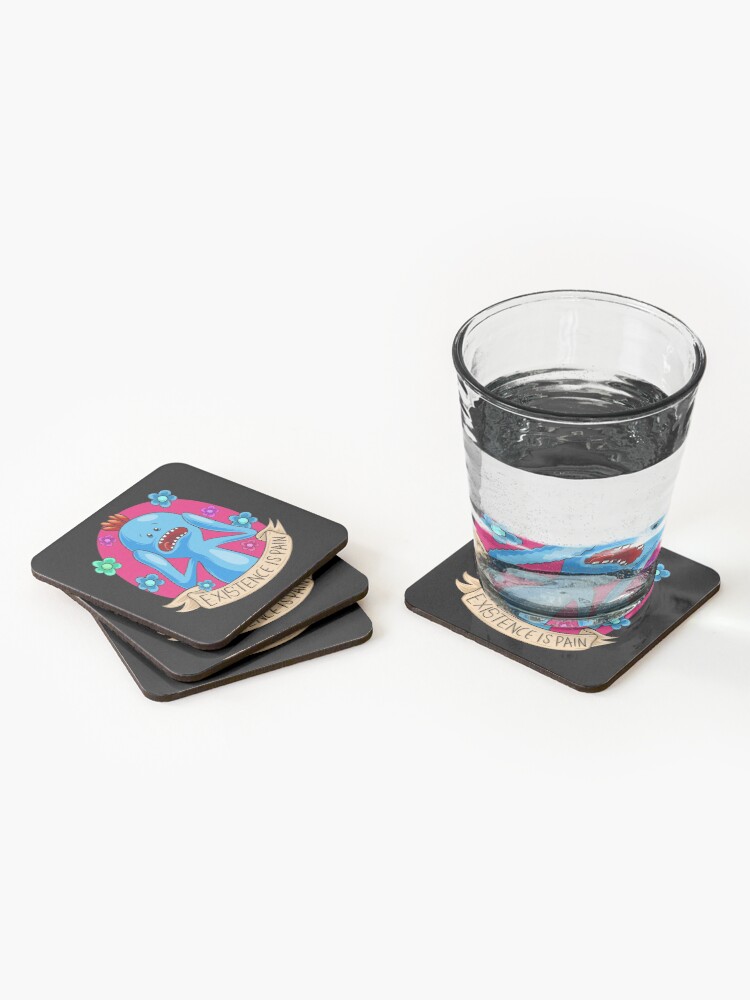 Alternate view of Existence is Pain mr meeseeks Coasters (Set of 4)