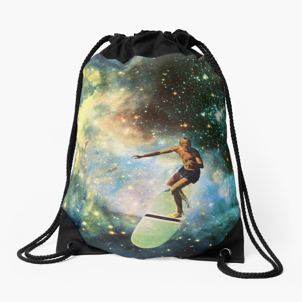 Cosmic Surfer Drawstring Bag by VertigoA | Redbubble Cosmic Surfer Drawstring Bag by Vertigo Artography