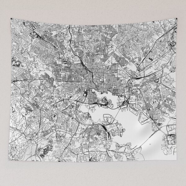 Item preview, Baltimore White Map designed and sold by multiplicitymap.