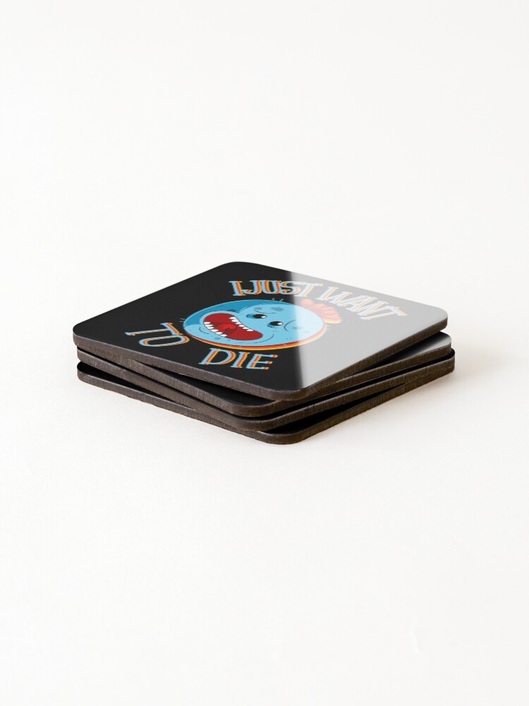 Alternate view of mr meeseeks i just want to die Coasters (Set of 4)