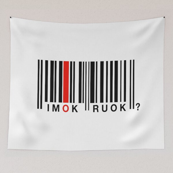 Item preview, IMOK RUOK? Barcode - Black on white designed and sold by F2GClothing.