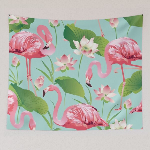 Item preview, Flamingos Pattern on Aqua - Kitschy Retro Pattern designed and sold by Lori-Goree.