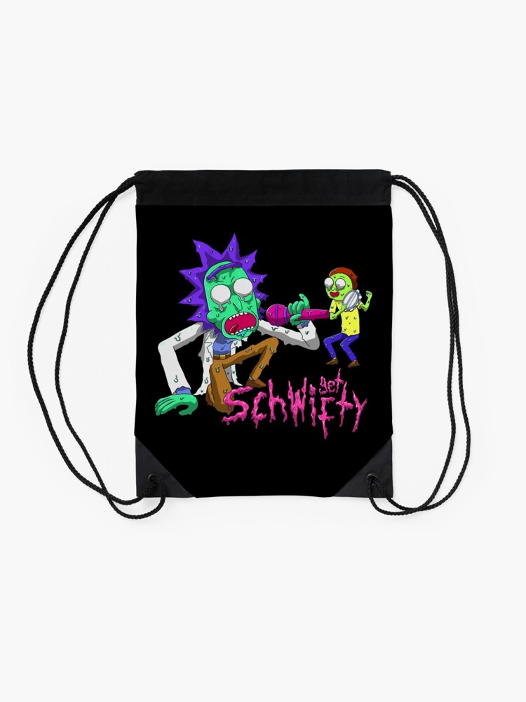 Alternate view of rick and morty get schwifty Drawstring Bag