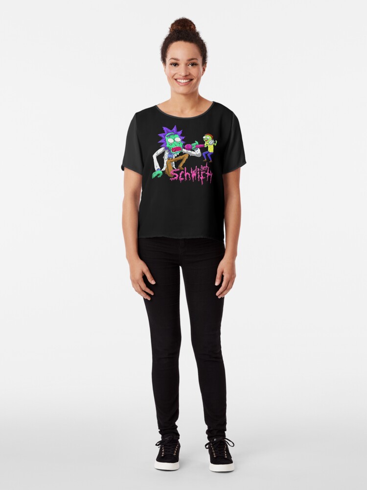 Alternate view of rick and morty get schwifty Chiffon Top