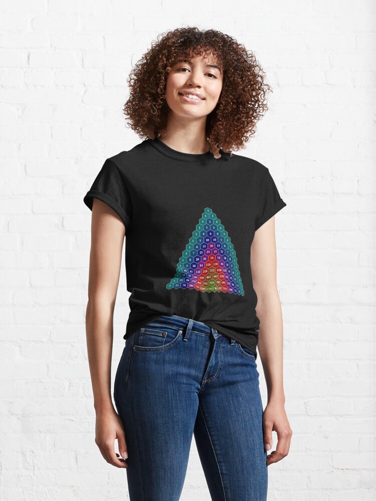 Alternate view of Pascal's triangle. Each number is the sum of the two numbers directly above it. #Pascalstriangle #number #sum #Pascal #triangle Classic T-Shirt