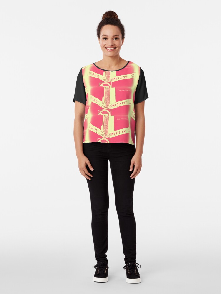Alternate view of Garey Avenue & Monterey Avenue, Pomona, CA Cream Berry by Mistah Wilson Chiffon Top