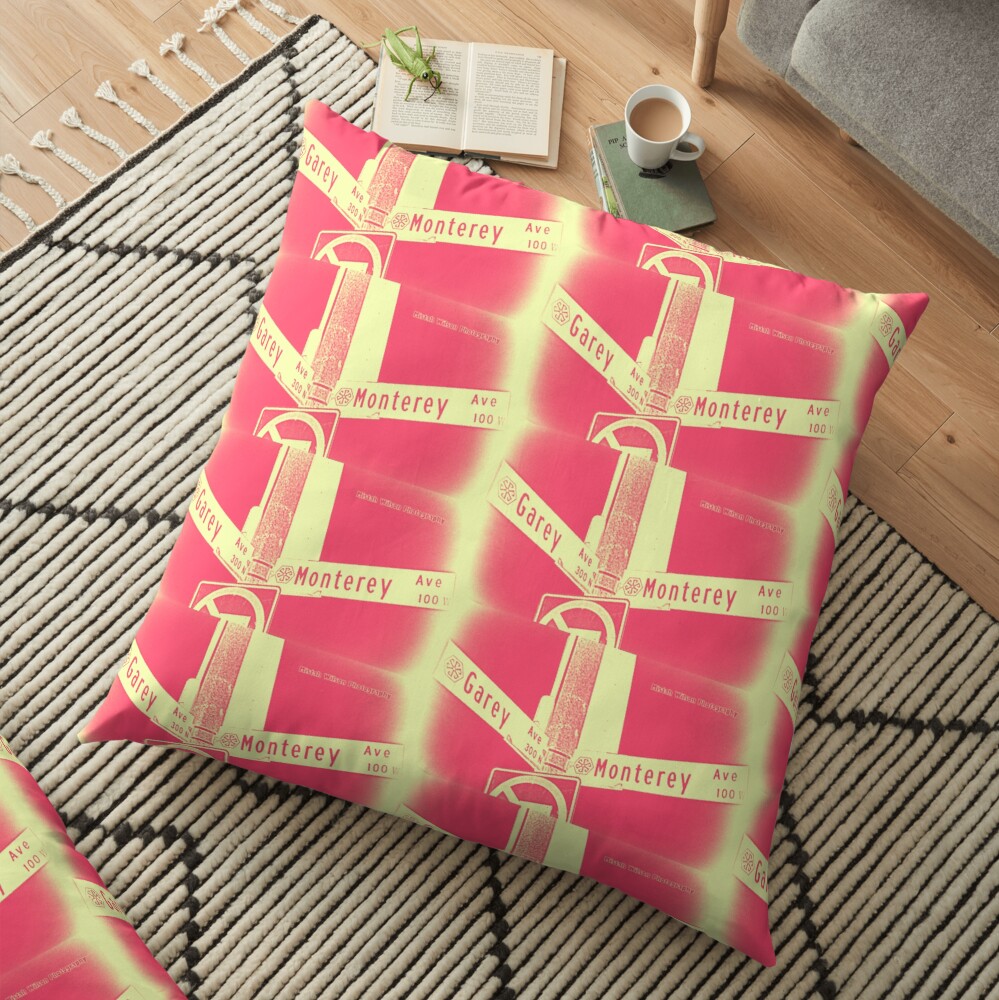 Garey Avenue & Monterey Avenue, Pomona, CA Cream Berry by Mistah Wilson Floor Pillow
