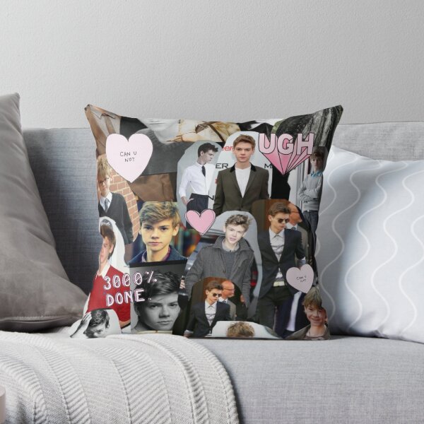 Thomas Brodie-Sangster Collage Throw Pillow
