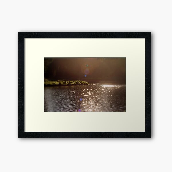 view across Trojan pond, near Goble, Oregon with flare 3 Framed Art Print