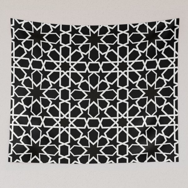 Item preview,  white oriental pattern on black background - seamless pattern traditional morocco style  designed and sold by ohaniki.