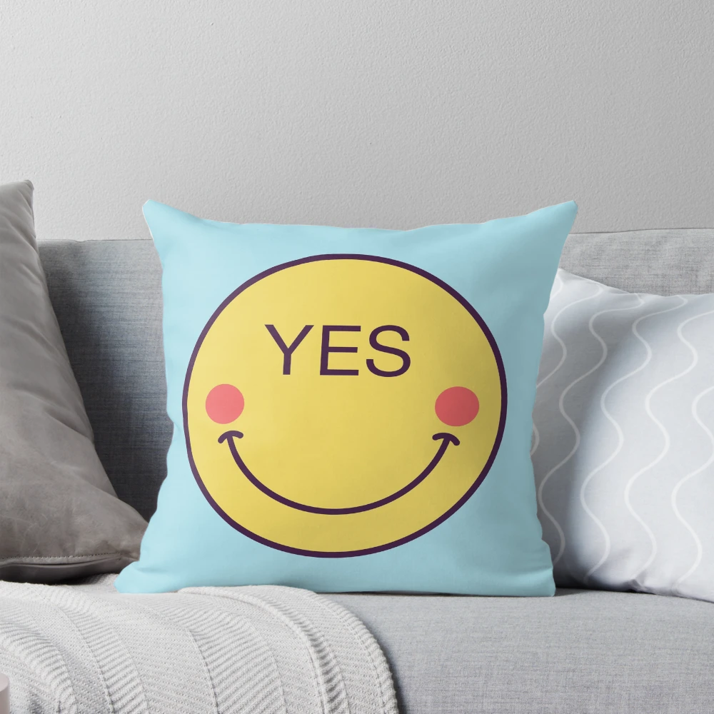Emoji face icon with phrase Yes