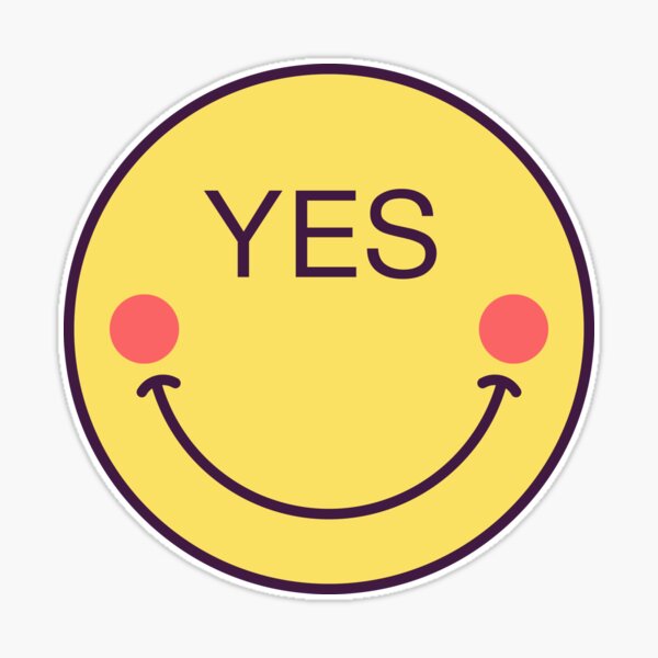 Emoji face icon with phrase Yes