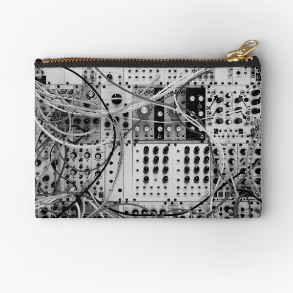 Analog Synthesizer - Modular Design - black & white Zipper Pouch