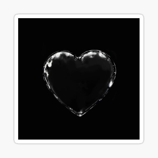 black metal heart (black on black) Sticker