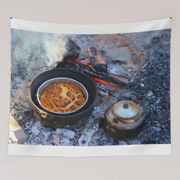 Item preview, Damper and kettle on the camp fire, Australia designed and sold by FranWest.