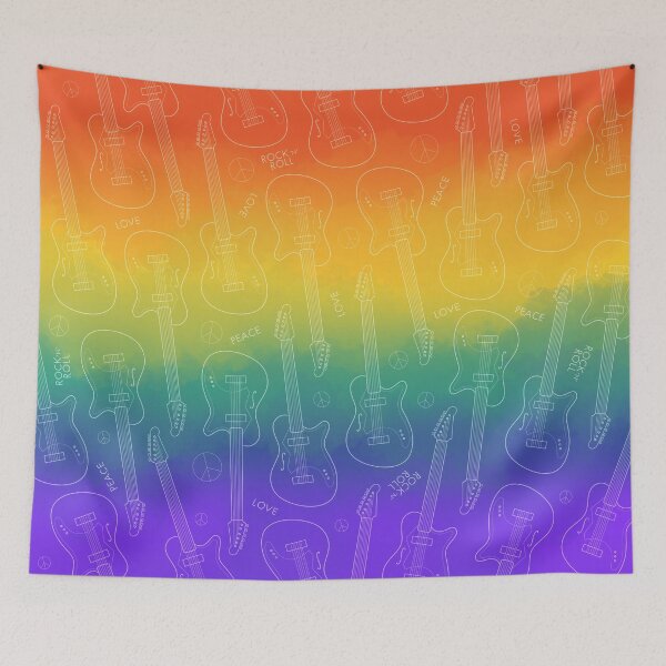 Item preview, Peace, Love, Rock’n’Roll! Guitar pattern - rainbow designed and sold by Chiara Filincieri.