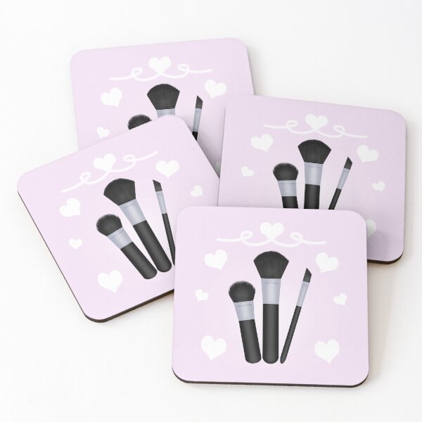 Item preview, makeup brushes and hearts designed and sold by Too cute for an envelope.