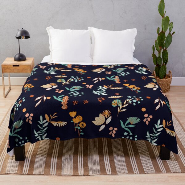 Item preview, Beautiful Vintage Modern Floral Pattern dark blue background designed and sold by GoodyLeo.