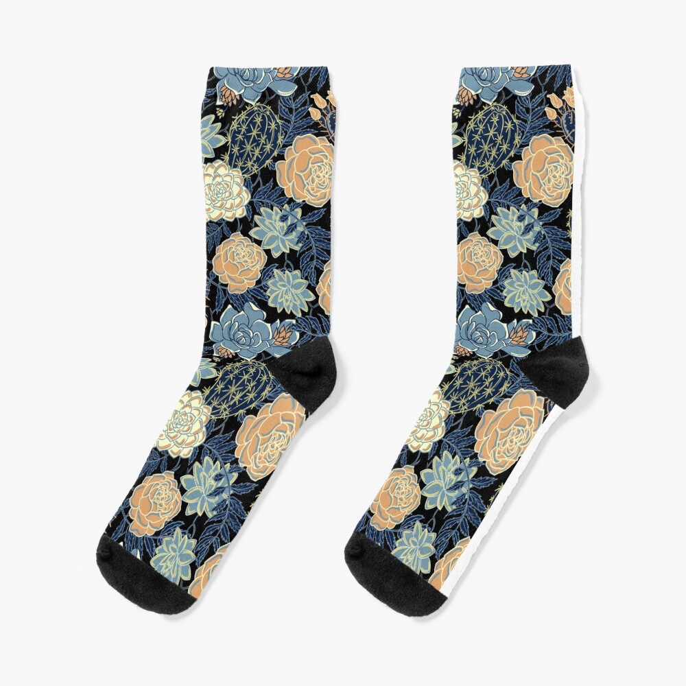 blue succulent Socks