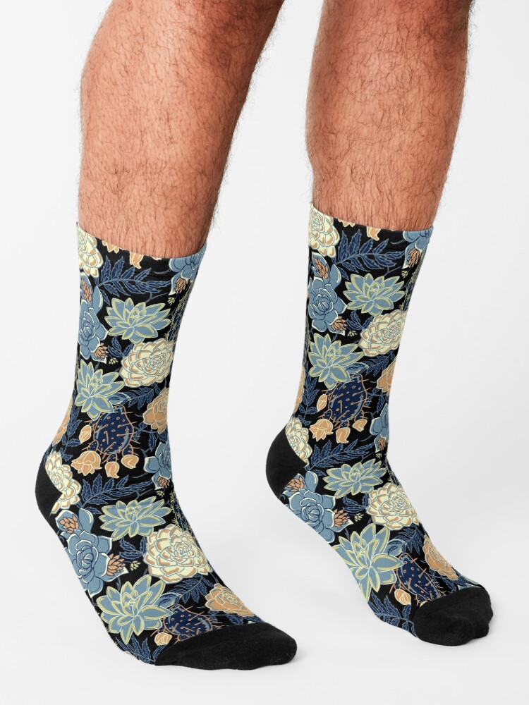Alternate view of blue succulent Socks