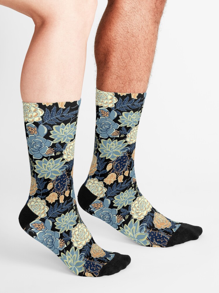 Alternate view of blue succulent Socks