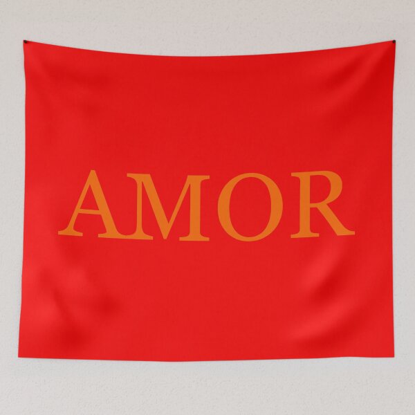 Item preview, AMOR IS LOVE IN SPANISH RED/ORANGE FACE MASK AND MERCH designed and sold by booie2020.