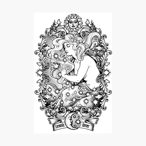 Cosmic Lovers - ink solo version Photographic Print