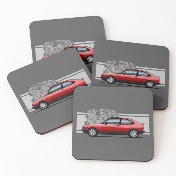 Item preview, My drawing of the iconic conical red Italian classic car designed by Giugiaro (for dark backgrounds) designed and sold by designjaag.
