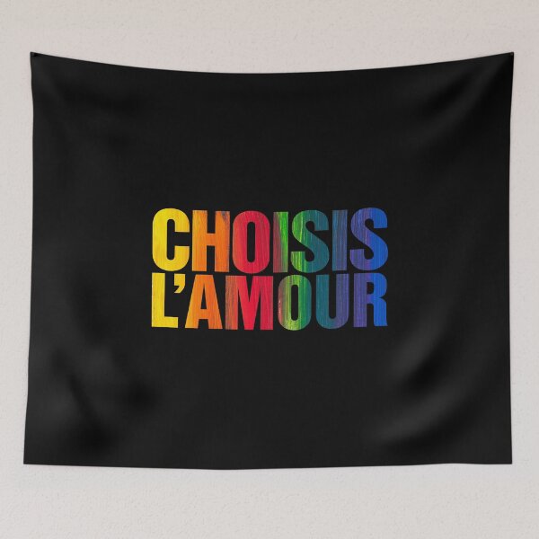 Item preview, Choisis L'amour French Slogan Rainbow Pride Background designed and sold by thetshirtworks.