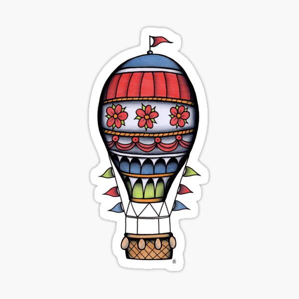 Traditional Hot Air Balloon Tattoo Sticker