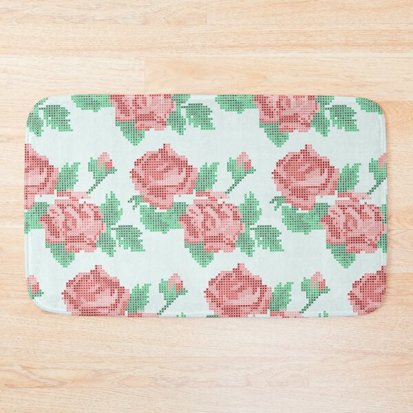 Item preview, Cute Cross Stitch Roses on Blue Background designed and sold by kapotka.