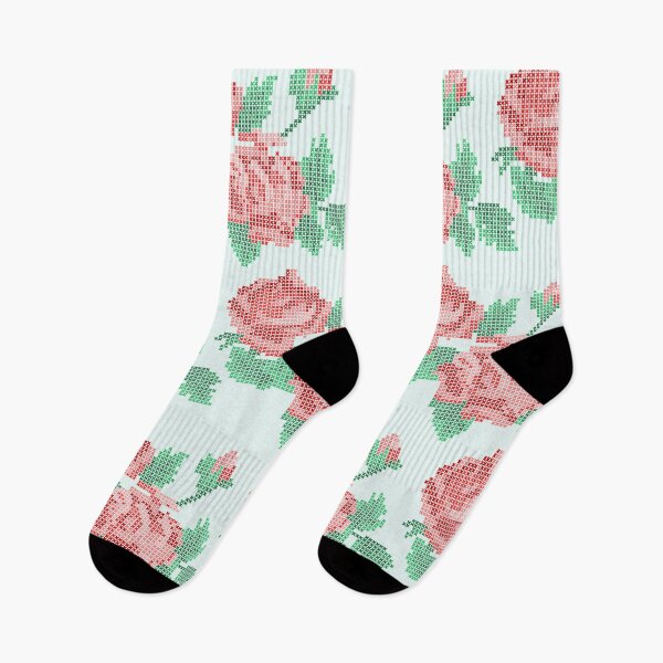 Item preview, Cute Cross Stitch Roses on Blue Background designed and sold by kapotka.