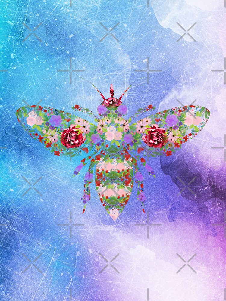 Distressed Watercolour Floral Bee by tribbledesign