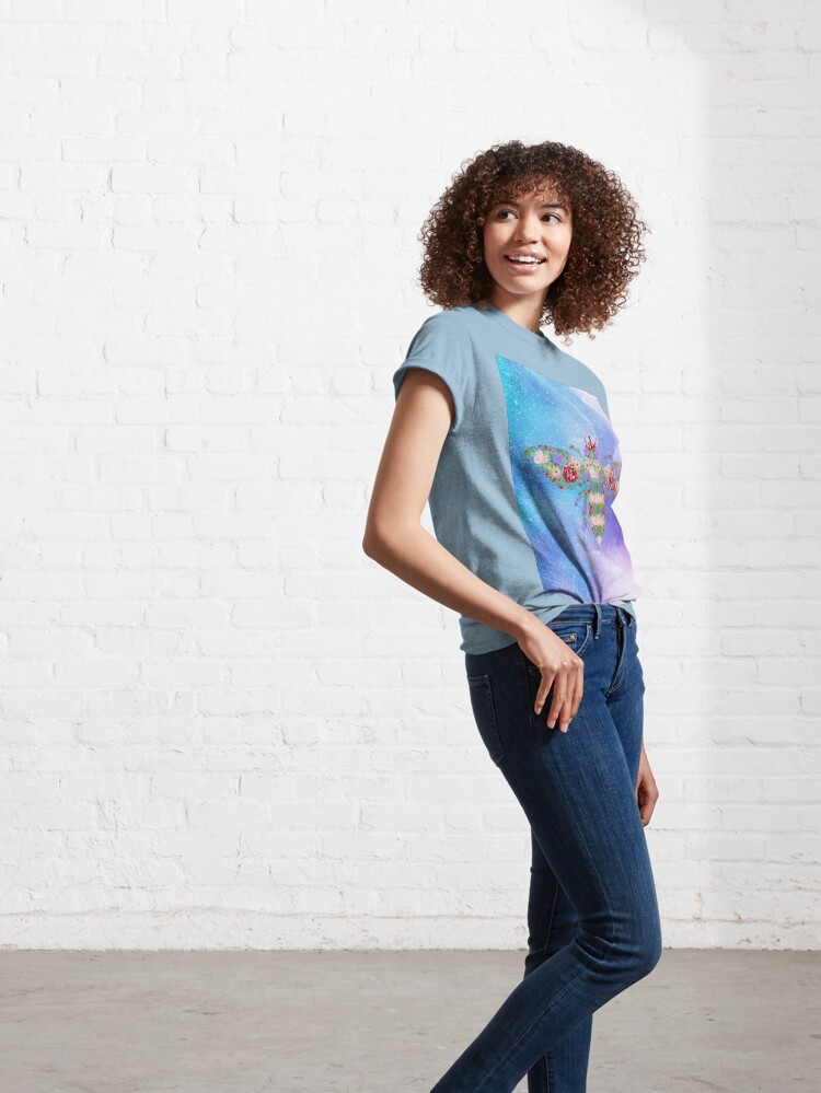Alternate view of Distressed Watercolour Floral Bee Classic T-Shirt