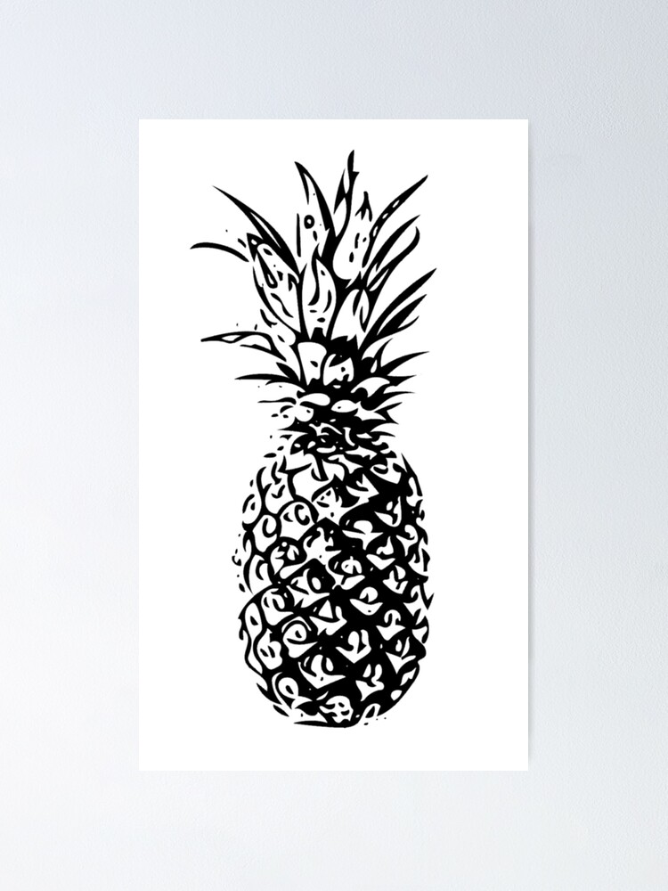 Ananas en noir et blanc. Poster