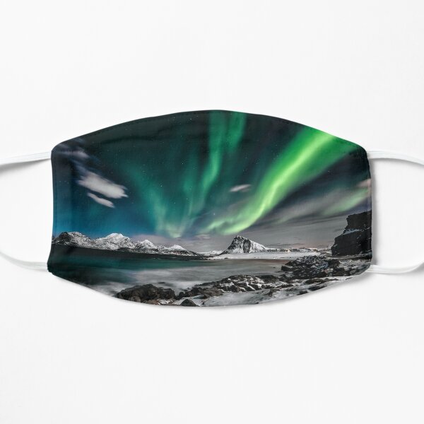 Time lapse photo of northern lights Flat Mask